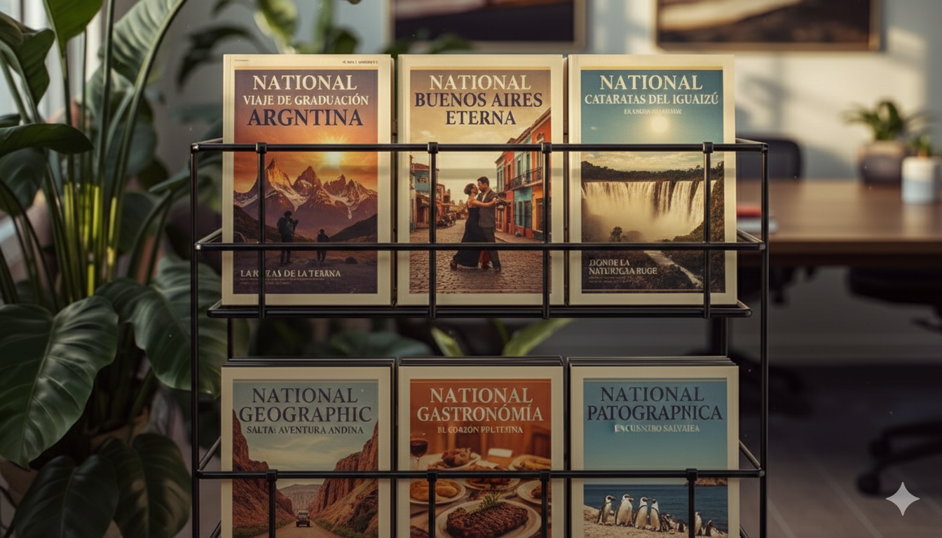 Magazine rack with Sol de Ayer brochures